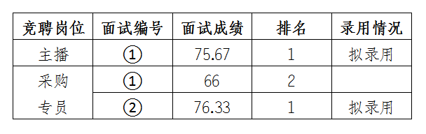 安徽大別山鄉(xiāng)村振興產(chǎn)業(yè)發(fā)展有限公司競(jìng)聘工作人員面試結(jié)果公示